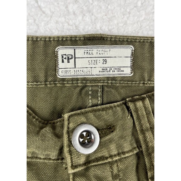 Free People Skirt Womens 29 Olive Green Distressed Frayed Hem Mini Cargo Y2K - Picture 2 of 5